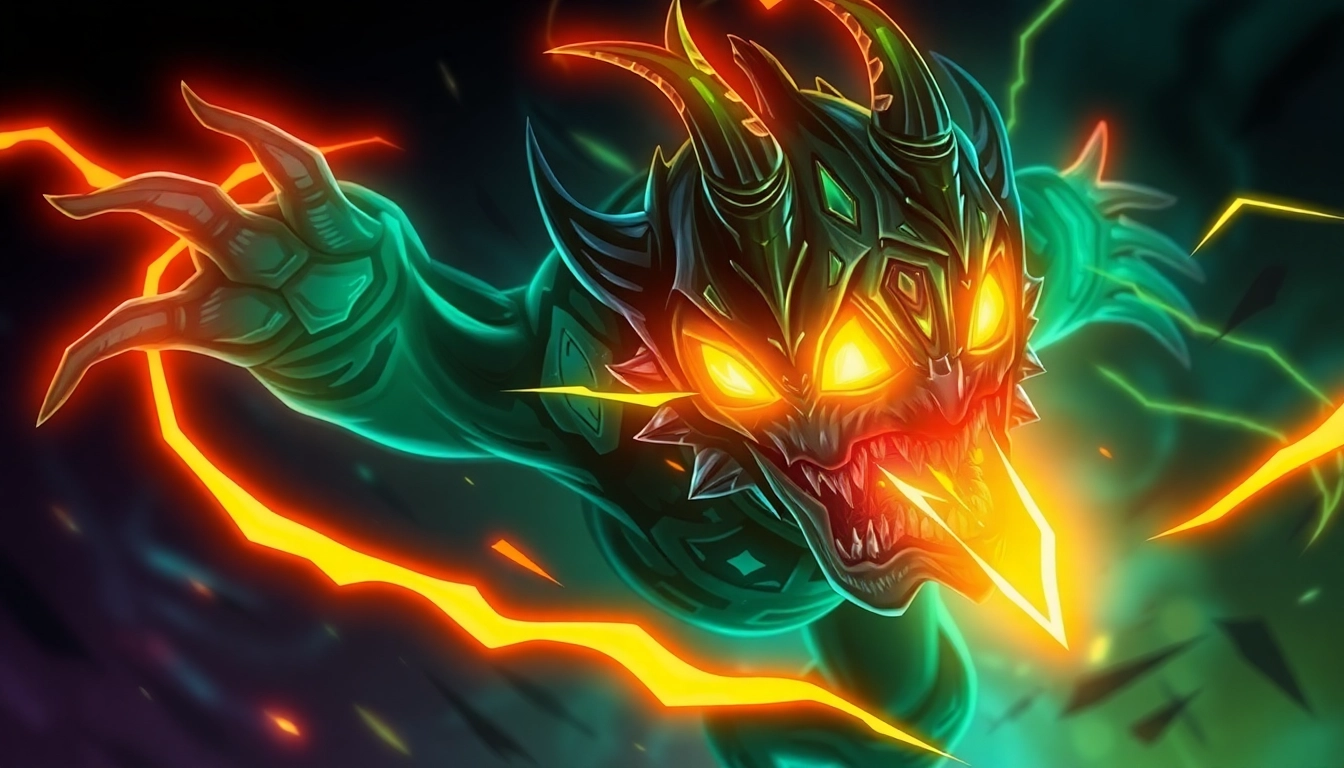 Colorful digital art showcasing a fantastical monster for 789f.monster website with vibrant neon details and an electrifying atmosphere