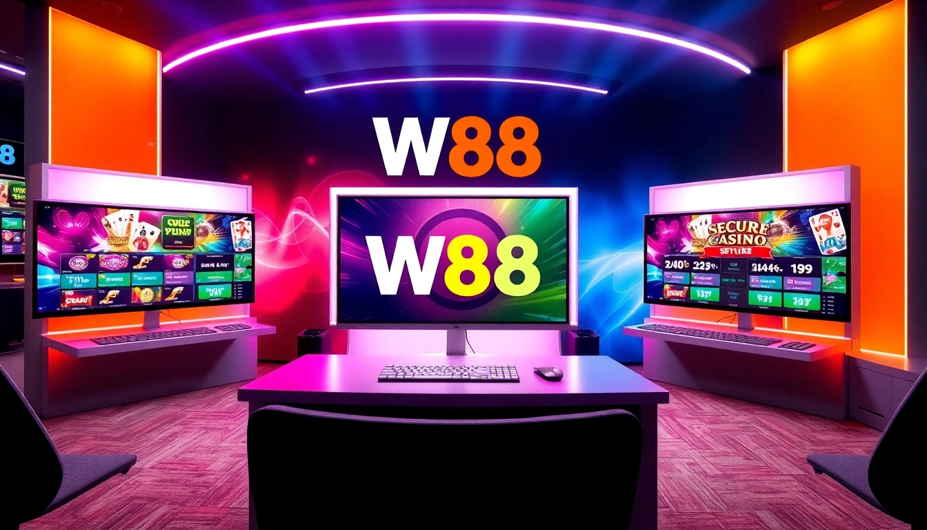 W88 com online betting platform with vibrant casino graphics and secure betting interface, highlighting user experience and gaming excitement.