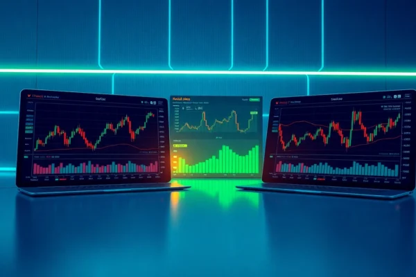 Aicoin:掌握全球加密行情与市场资讯的专业分析平台 Aicoin platform showcasing real-time crypto charts and security features on a sleek device screen for traders and investors.