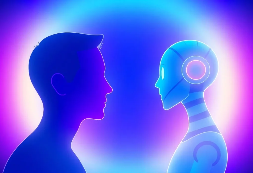 Engaging scene of human or not in a conversation, highlighting the AI versus human detection challenge for social interaction enthusiasts.