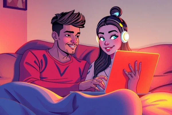 An intimate chat scene between a user and an AI girlfriend.