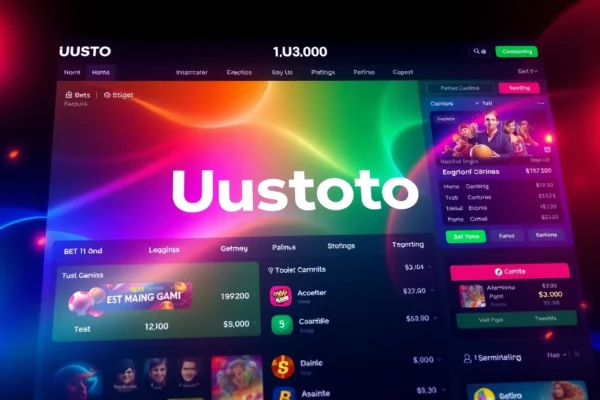 Uustoto branding and betting platform interface showcasing secure online gambling experience in vivid style, emphasizing trust and user engagement for Indonesian players.