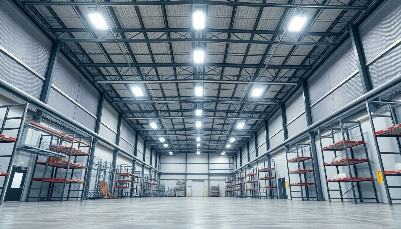 Moderne Industriehalle mit LED-Beleuchtung