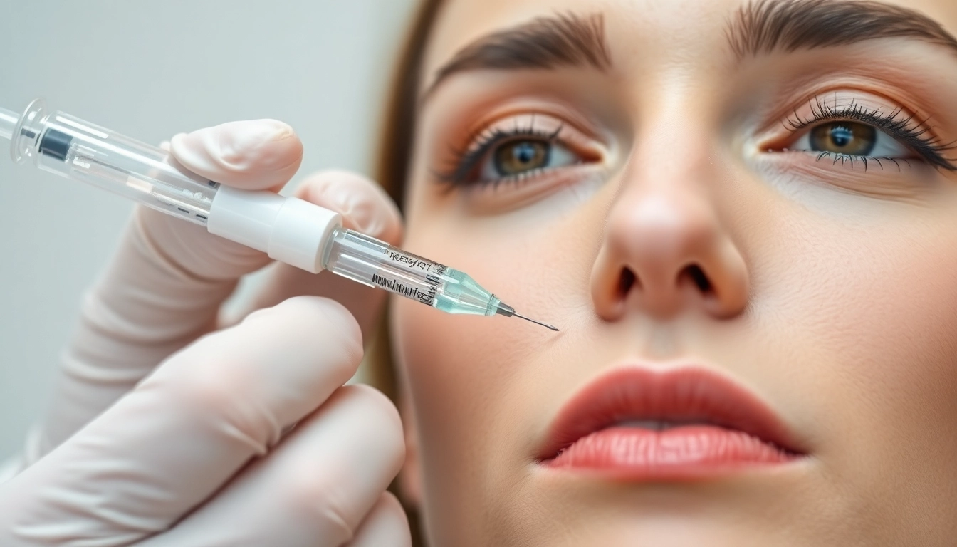 Hochwertiges Bild einer Botox Behandlung im Gesicht durch einen Facharzt, detailreich und professionell, zeigt Präzision und Vertrauen.