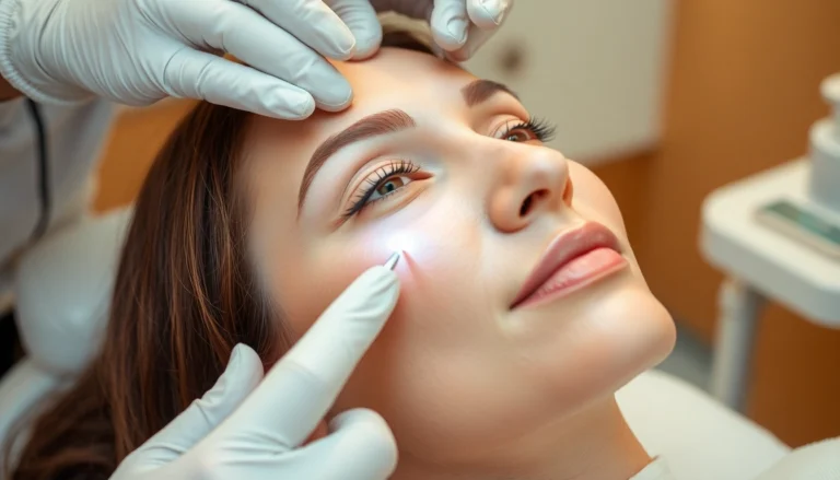 Fadenlifting Zürich: Skilled dermatologist performs a gentle facial lifting using resorbable threads to rejuvenate skin.