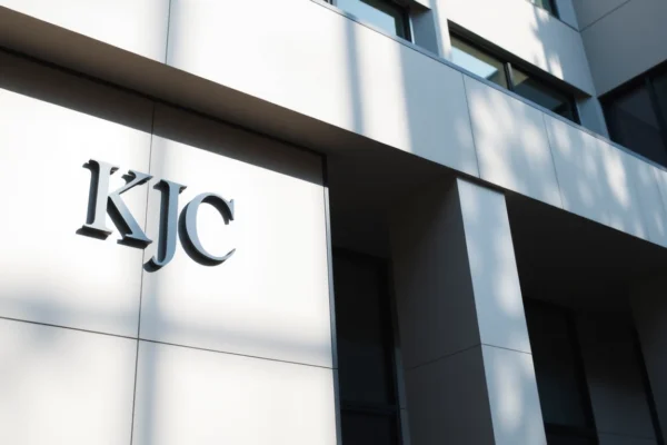 Legal justice facility featuring bold KJC branding emphasizing authority and professionalism