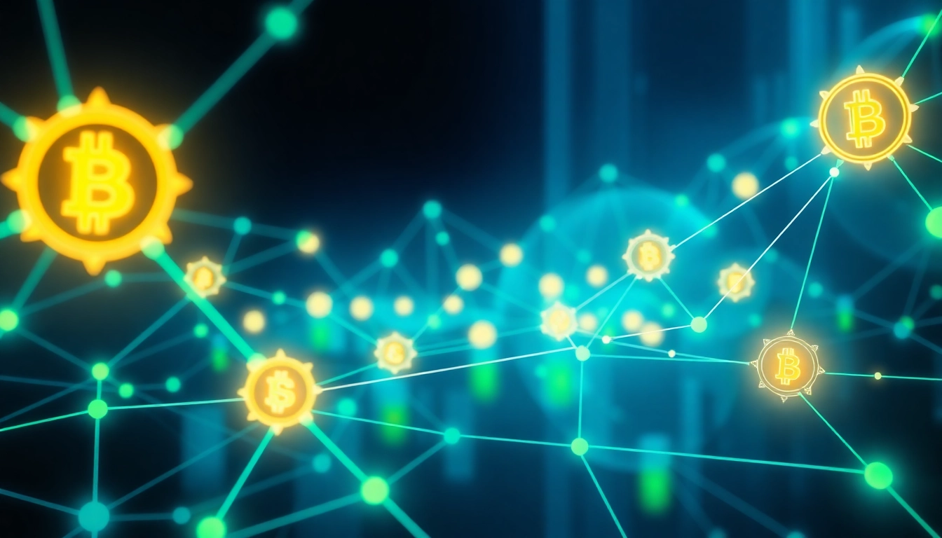 Blockchain network illustrating secure transactions and digital ledger technology for financial
