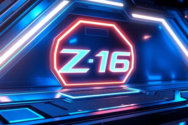 Powerful Z16 device displayed with modern circuitry and glowing background, highlighting