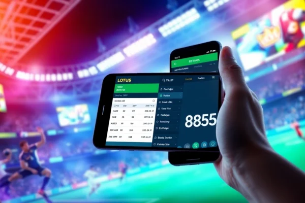 Lotus 365 online betting platform on mobile, showcasing live sports odds and casino games with vibrant visuals—trustworthy Indian betting app for instant wins.