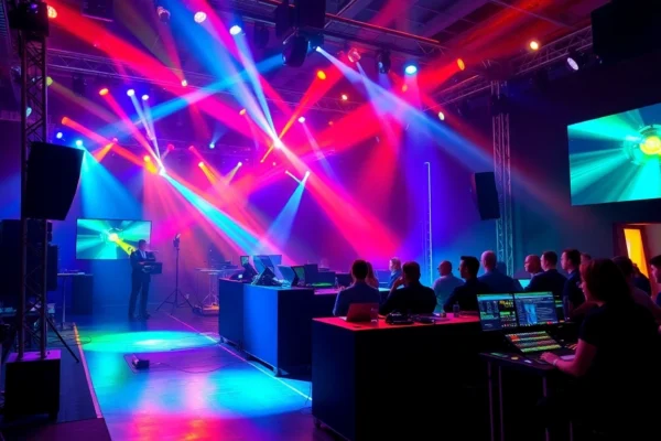 Effiziente Full-Service Veranstaltungstechnik Köln für unvergessliche Events Full-Service Veranstaltungstechnik Köln: Professional event setup with lighting, audio, and video tech, ensuring seamless execution.
