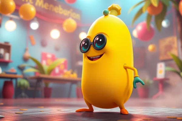 Professional artist creating Nano Banana themed digital artwork with vibrant colors and