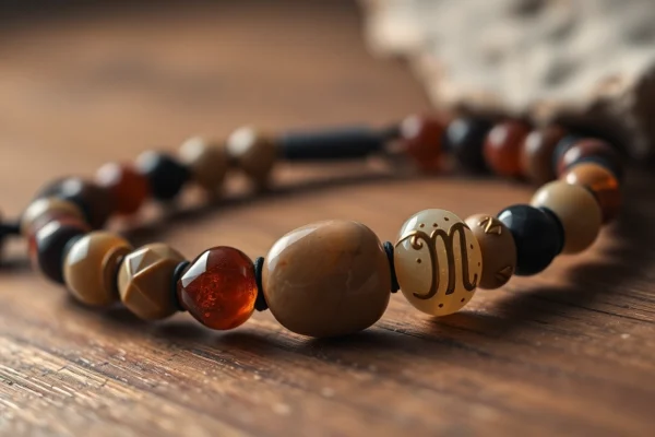 Beautiful bransoletka znak zodiaku featuring natural stones and intricate symbols, perfect for