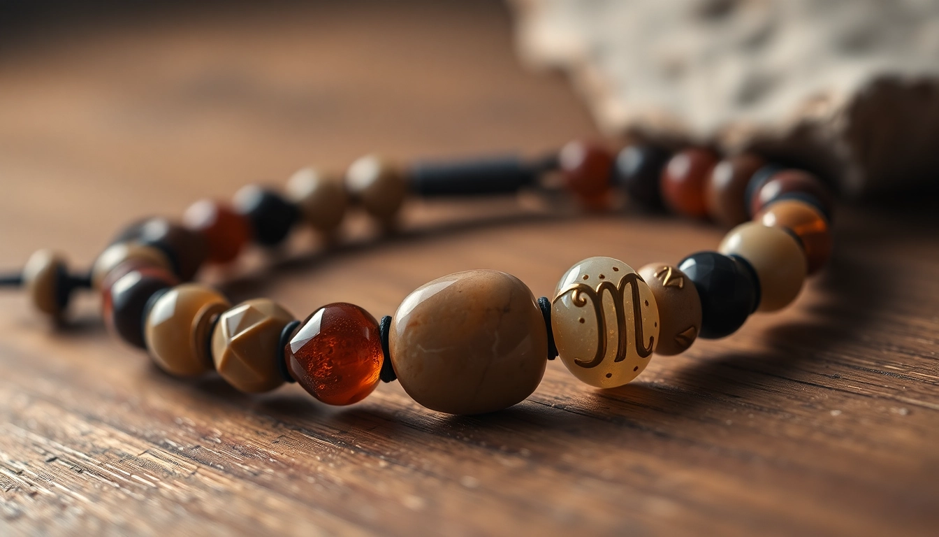 Beautiful bransoletka znak zodiaku featuring natural stones and intricate symbols, perfect for