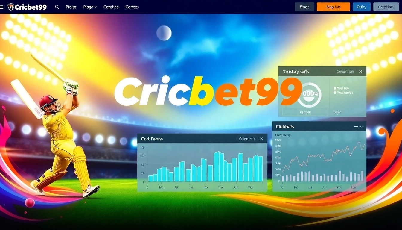 Professional cricket betting platform interface showcasing Cricbet99 club branding and live