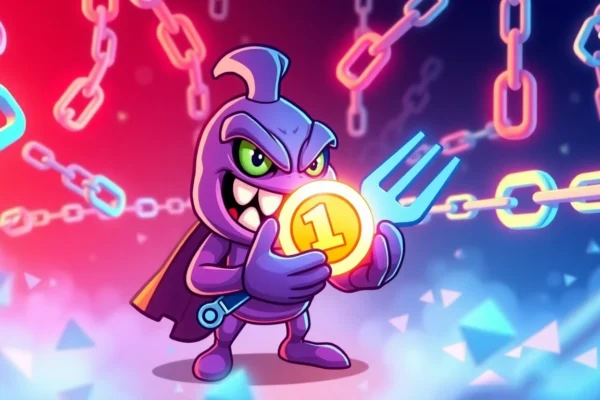 Engaging scene depicting Angry Pepe Fork Token in action, symbolizing bold crypto gaming and
