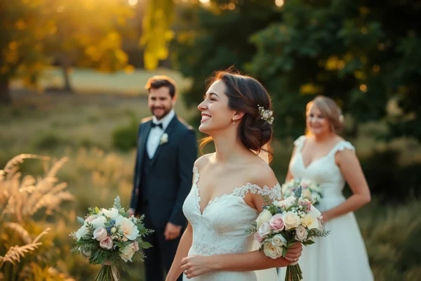 Skilled eskuvoi fotos capturing a bride and groom during an outdoor wedding photoshoot in